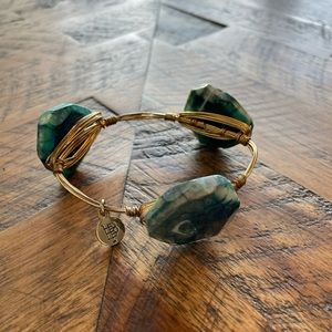 Bourbon and Bowties Emerald Green Blue Stone Bangle Bracelet